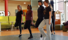 4 vrouwen dansen een ierse dans